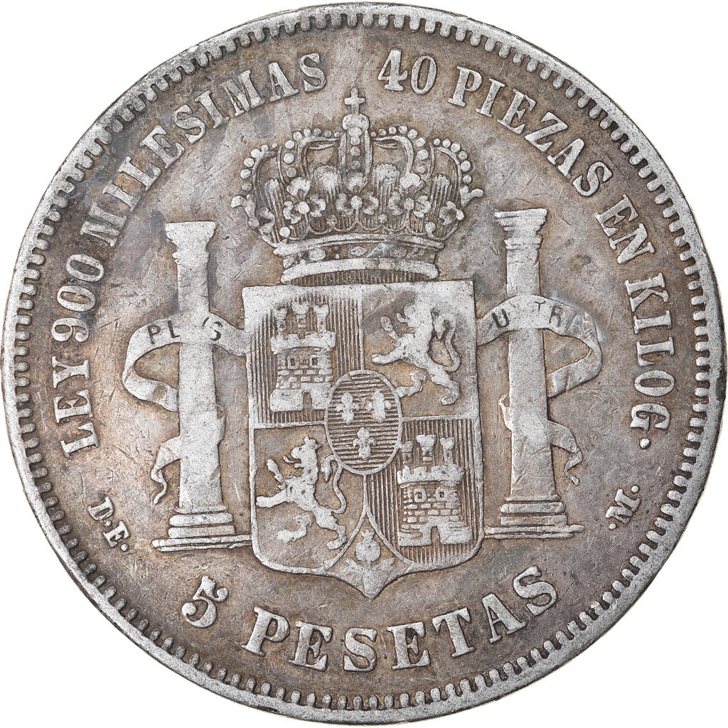 Coin, Spain, Alfonso XII, 5 Pesetas, 1876, Madrid, VF(30-35), Silver, KM:671
