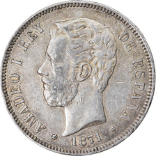 Coin, Spain, Amadeao I, 5 Pesetas, 1871, Madrid, EF(40-45), Silver, KM:666