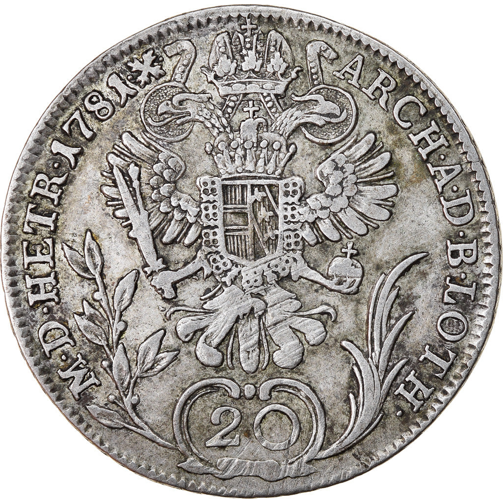 Coin, Austria, Joseph II, 20 Kreuzer, 1781, Kremnitz, VF(30-35), Silver