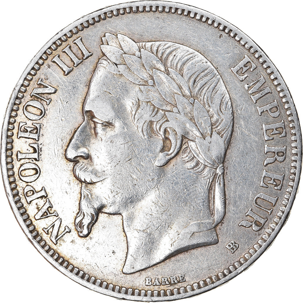 Coin, France, Napoleon III, 5 Francs, 1869, Strasbourg, EF(40-45), Silver