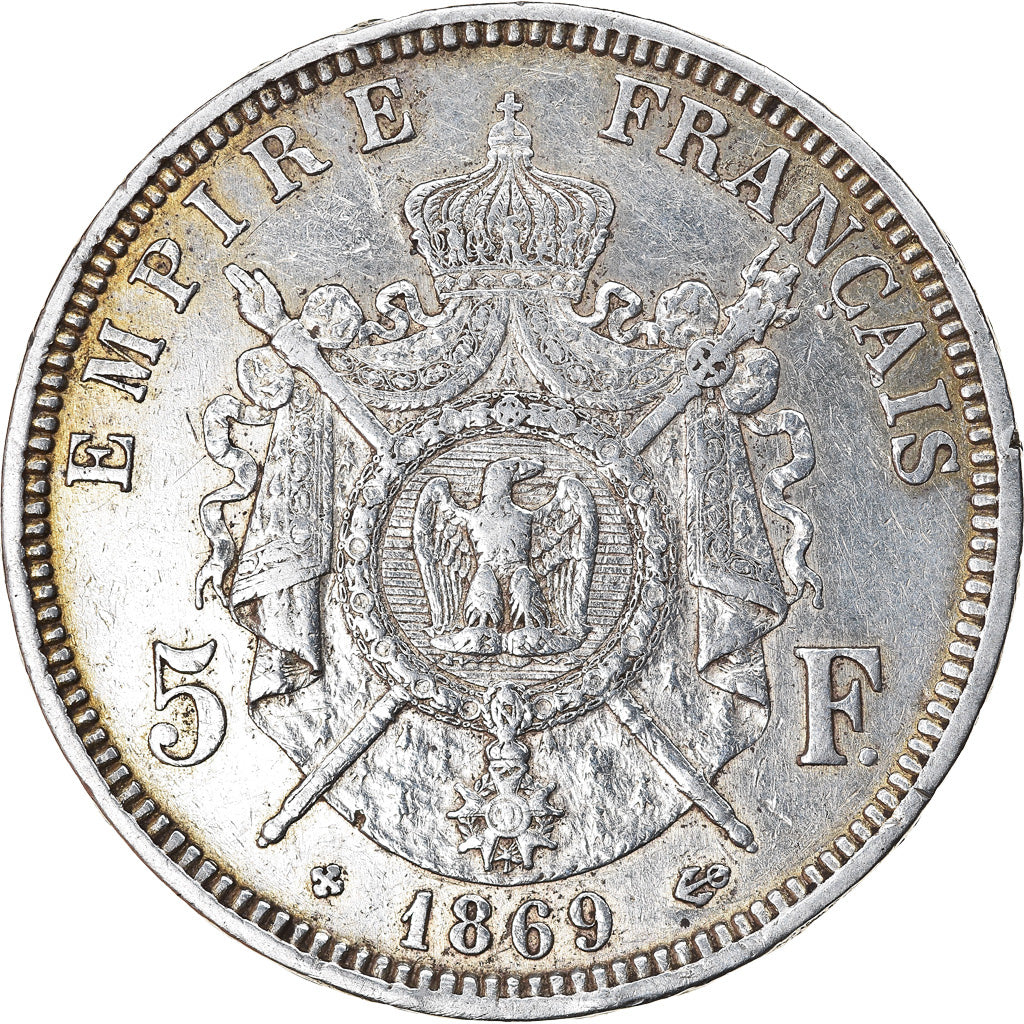 Coin, France, Napoleon III, 5 Francs, 1869, Strasbourg, EF(40-45), Silver