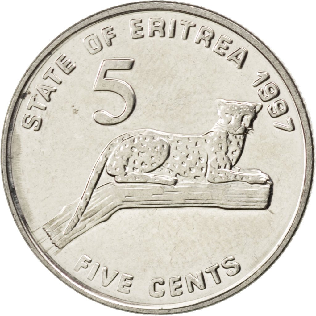 Coin, Eritrea, 5 Cents, 1997, MS(63), Nickel Clad Steel, KM:44