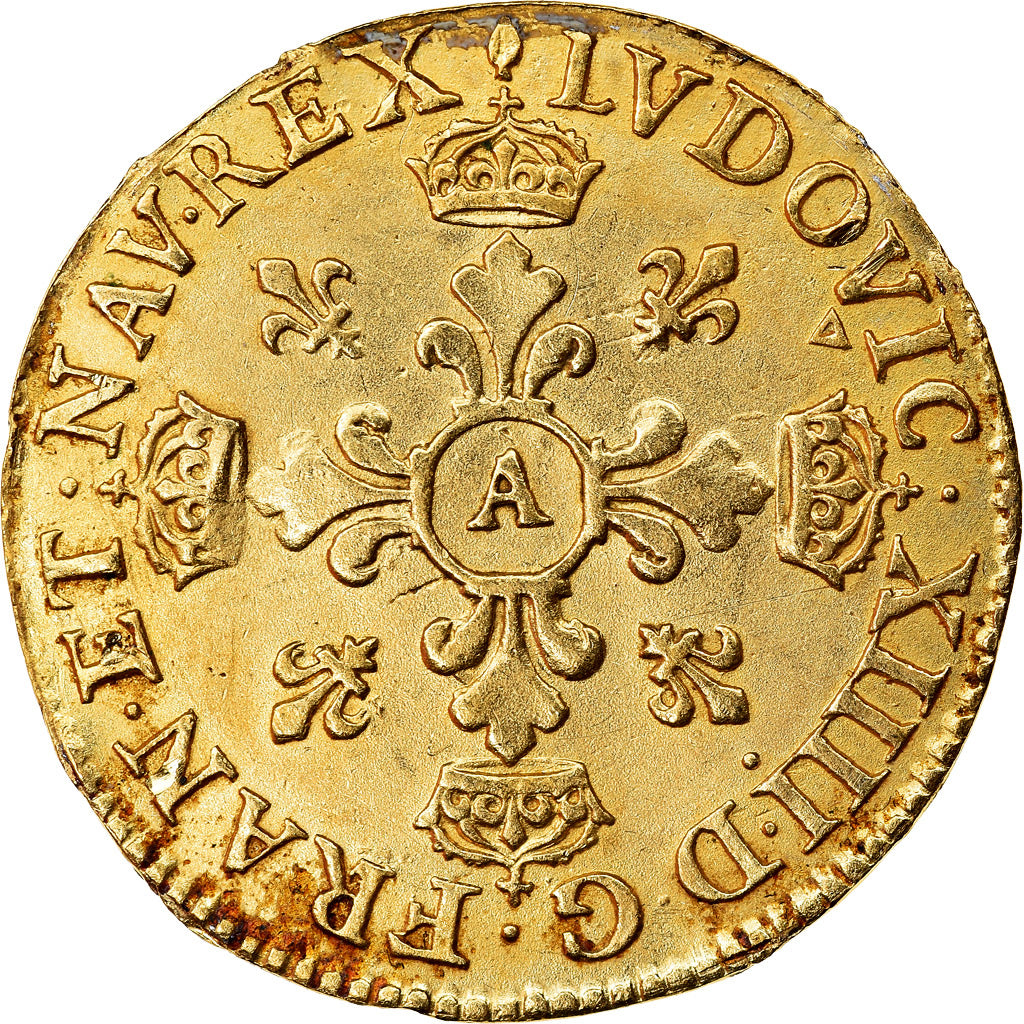 Moeda, França, Louis XIV, Lis d'or, Lis D'or, 1656, Paris, EF(40-45), Dourado