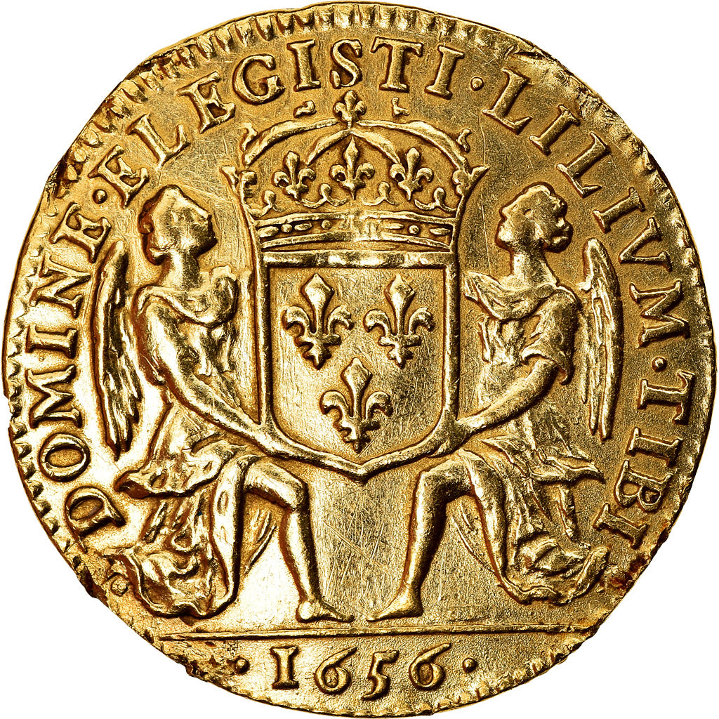 Moeda, França, Louis XIV, Lis d'or, Lis D'or, 1656, Paris, EF(40-45), Dourado
