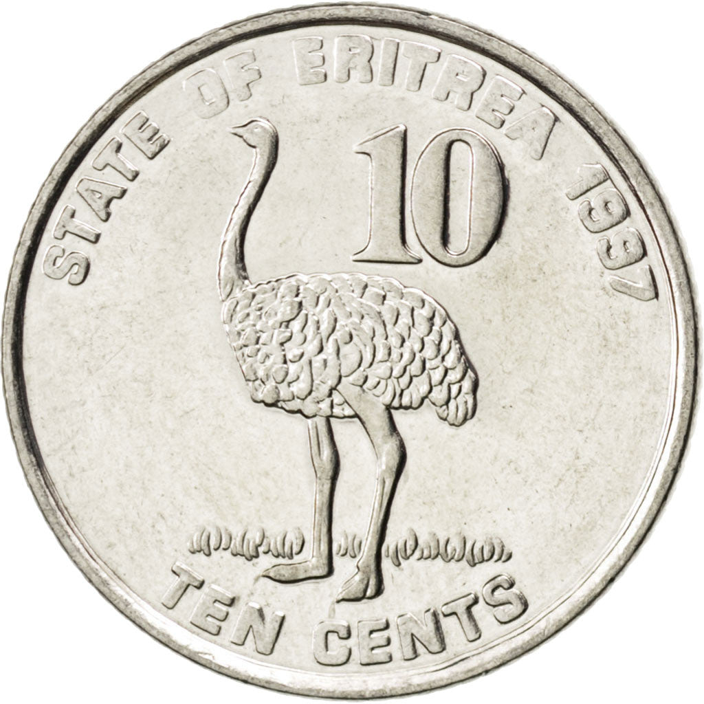 ERITREA, 10 Cents, 1997, KM #45, MS(63), Nickel Clad Steel, 20.95, 3.34