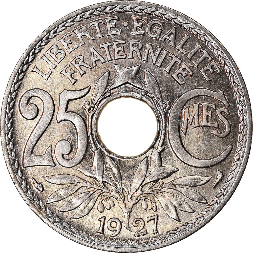 Munten, Frankrijk, Lindauer, 25 Centimes, 1927, Paris, FDC, Copper-nickel