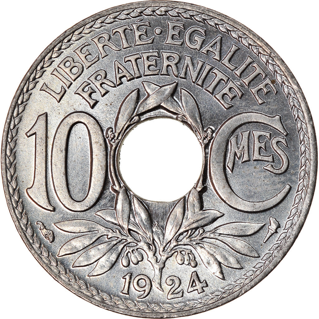 Munten, Frankrijk, Lindauer, 10 Centimes, 1924, Paris, FDC, Copper-nickel
