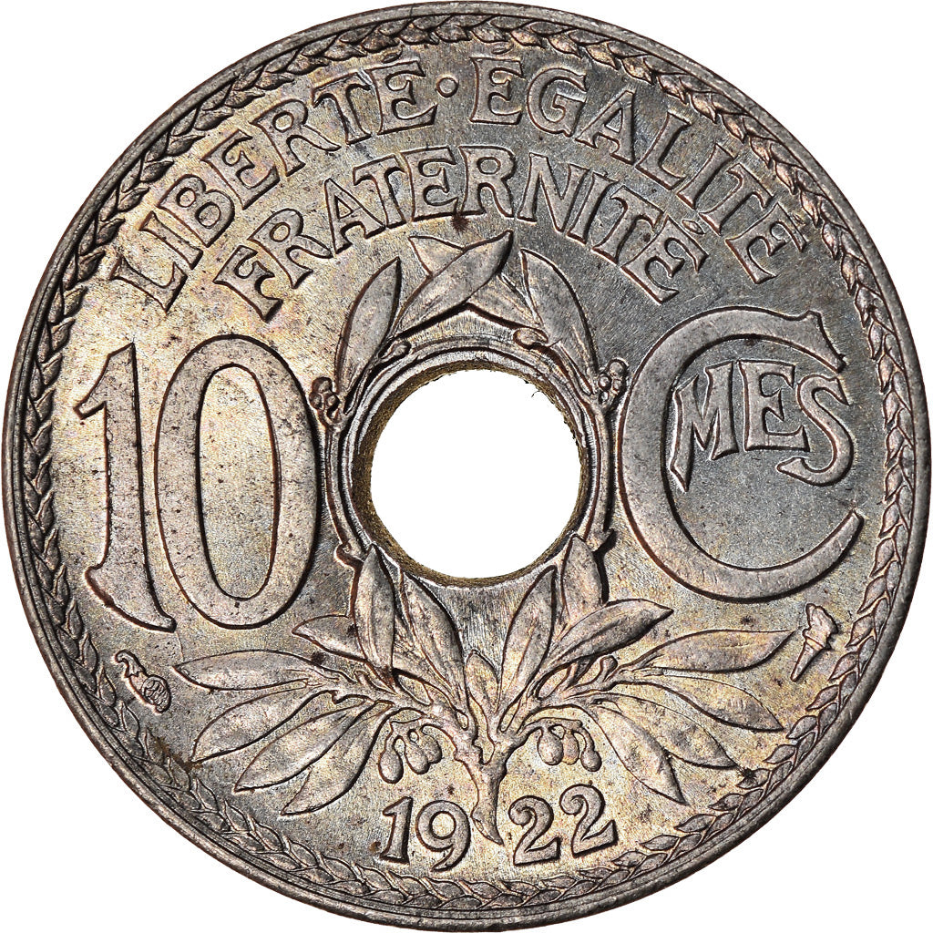 Munten, Frankrijk, Lindauer, 10 Centimes, 1922, Paris, FDC, Copper-nickel
