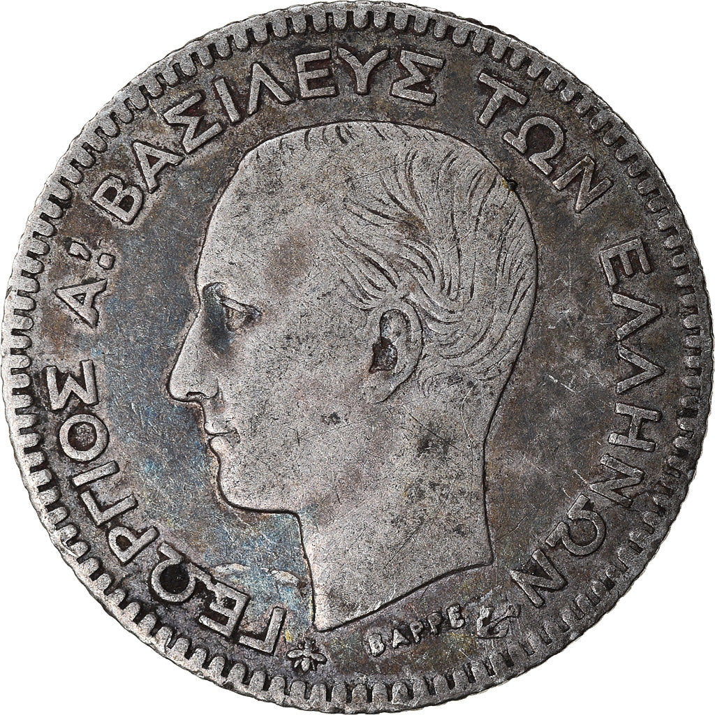 Coin, Greece, George I, 20 Lepta, 1874, Paris, AU(50-53), Silver, KM:44