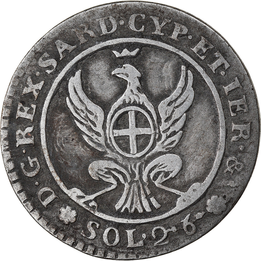 Moneta, STATI ITALIANI, SARDINIA, Vittorio Emanuele I, 2.6 Soldi, 1815, Torino