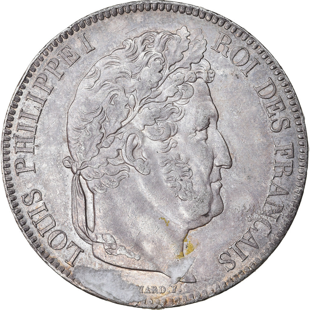Moneda, Francia, Louis-Philippe, 5 Francs, 1833, Rouen, MBC+, Plata, KM:749.2