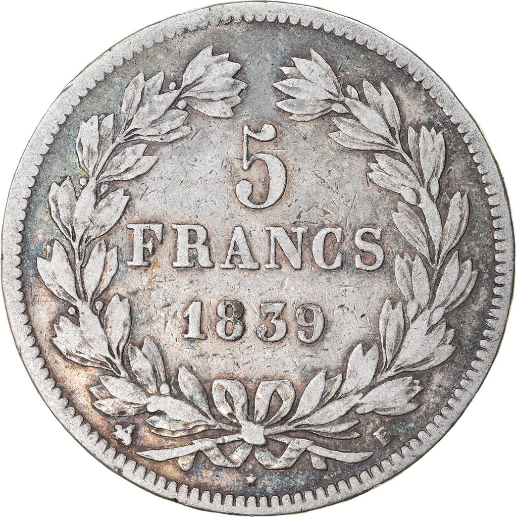 Coin, France, Louis-Philippe, 5 Francs, 1839, Rouen, VF(30-35), Silver