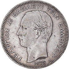 Coin, Greece, George I, 5 Drachmai, 1875, Paris, VF(30-35), Silver, KM:46
