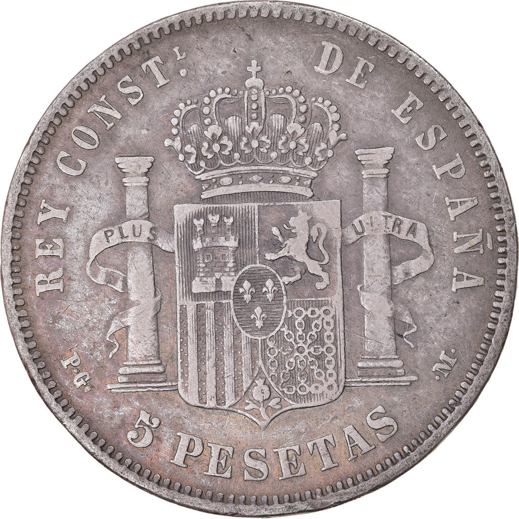Münze, Spanien, Alfonso XIII, 5 Pesetas, 1891, Madrid, S+, Silber, KM:689