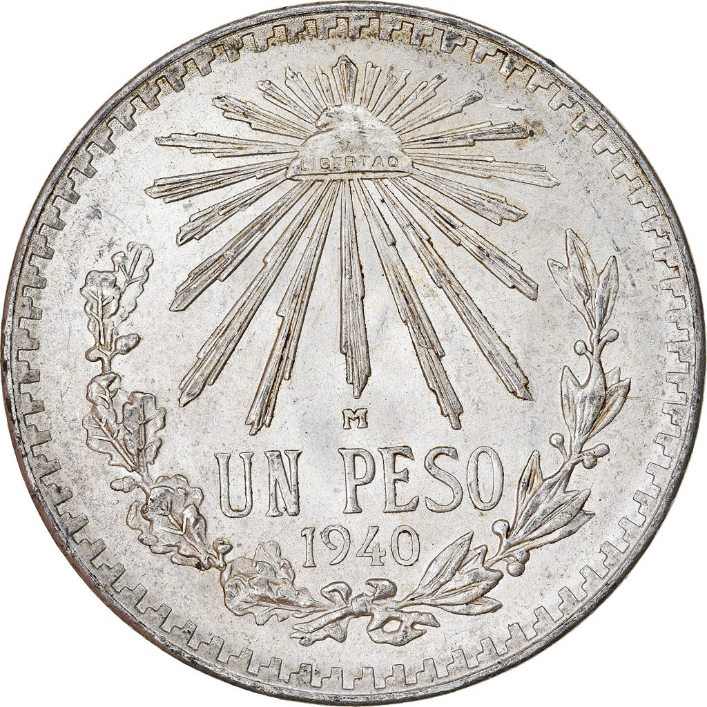 Coin, Mexico, Peso, 1940, Mexico City, MS(60-62), Silver, KM:455