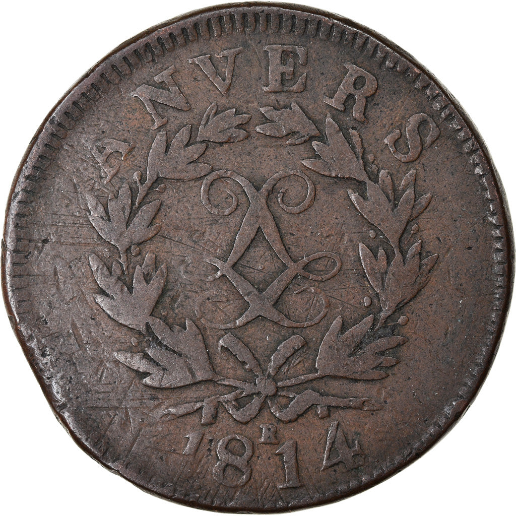 Coin, FRENCH STATES, ANTWERP, Louis XVIII, 10 Centimes, 1814, Anvers, VF(20-25)