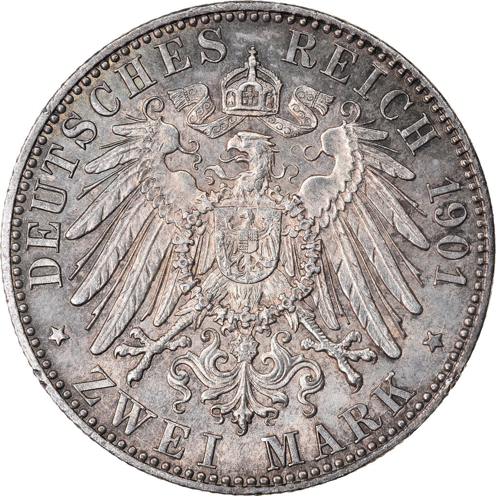 Coin, German States, PRUSSIA, Wilhelm II, 2 Mark, 1901, Berlin, MS(60-62)