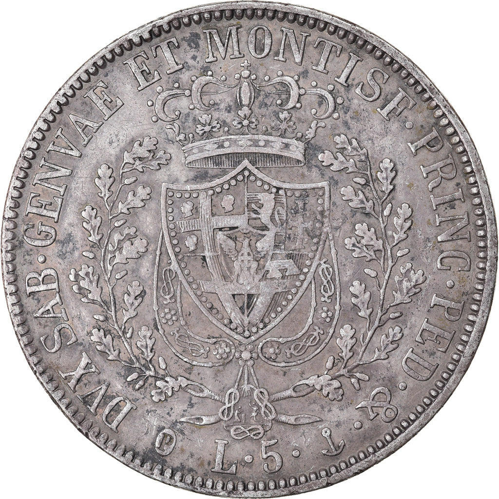 Moeda, ESTADOS ITALIANOS, SARDINIA, Carlo Felice, 5 Lire, 1829, Genoa