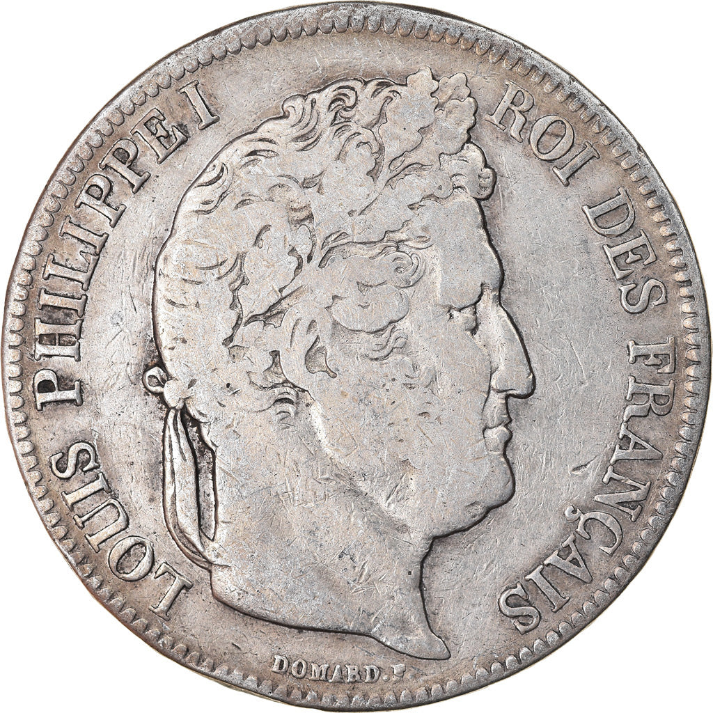 Moeda, França, Louis-Philippe, 5 Francs, 1840, Lille, VF(20-25), Prata
