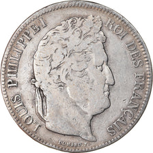 Moeda, França, Louis-Philippe, 5 Francs, 1840, Lille, VF(20-25), Prata