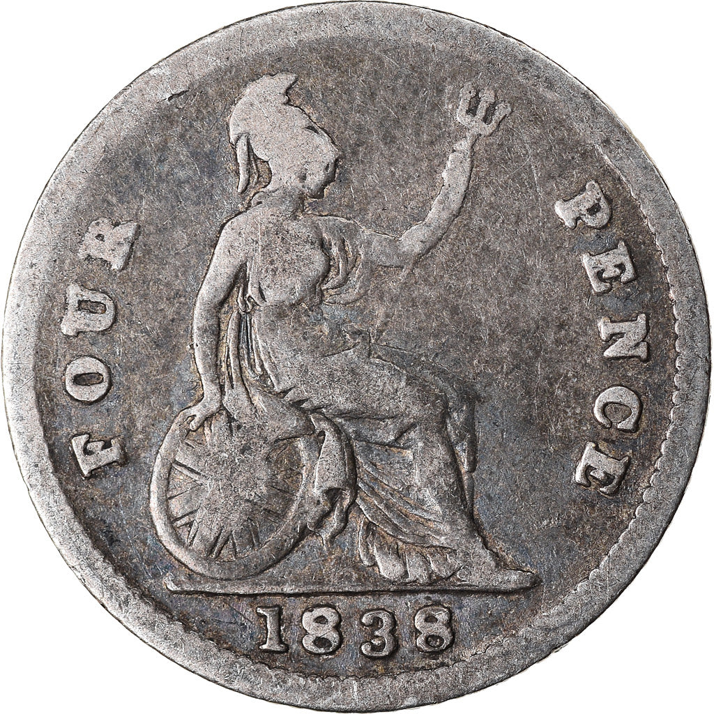 Monnaie, Grande-Bretagne, Victoria, 4 Pence, Groat, 1838, TB, Argent, KM:731.1