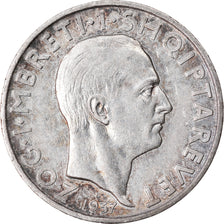 Coin, Albania, Zog I, Frang Ar, 1937, Rome, EF(40-45), Silver, KM:18