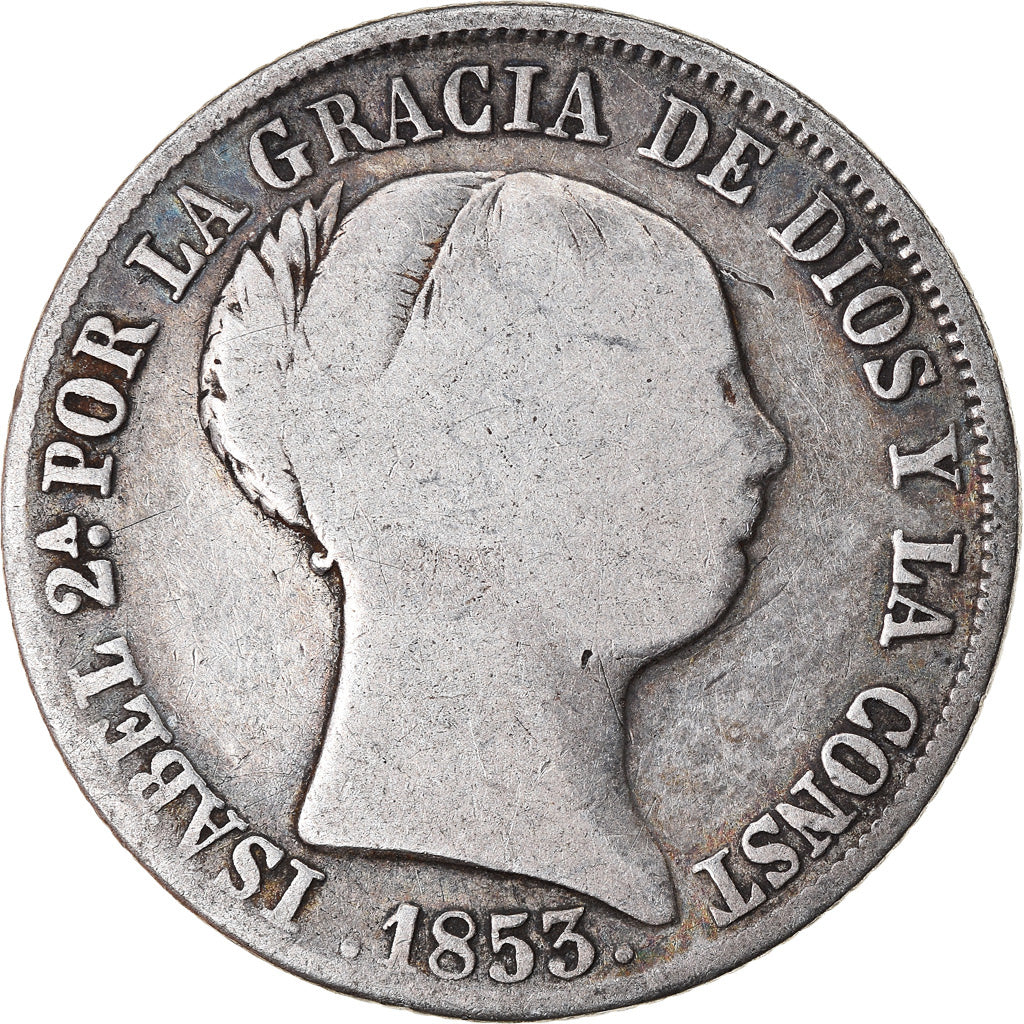 Moneda, España, Isabel II, 4 Réales, 1853, Madrid, BC, Plata, KM:600.2