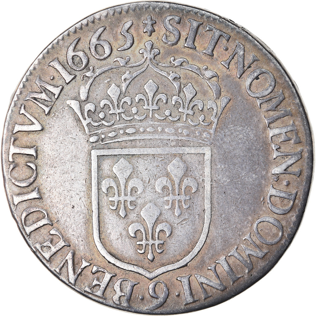 Monnaie, France, Louis XIV, Écu au buste juvénile, Ecu, 1665, Rennes, TTB