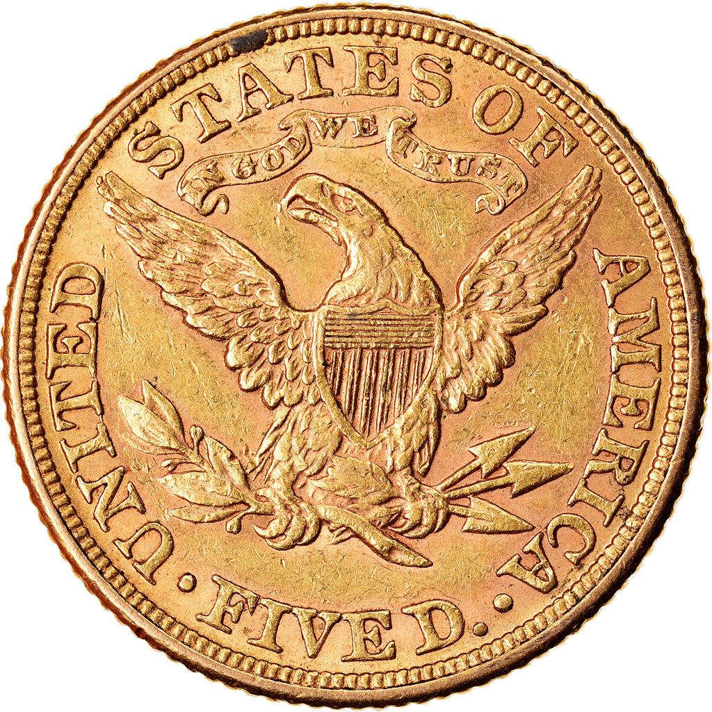 Moneta, USA, $5, Half Eagle, 1881, Philadelphia, AU(50-53), Złoto, KM:101