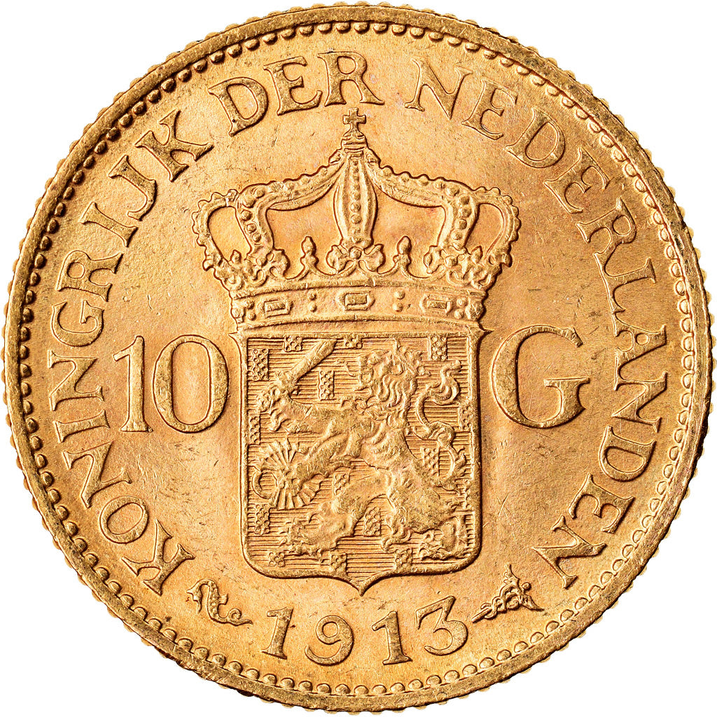 Munten, Nederland, Wilhelmina I, 10 Gulden, 1913, Utrecht, PR, Goud, KM:149