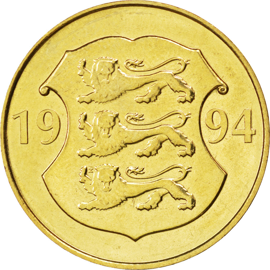ESTONIA, 5 Krooni, 1994, KM #30, MS(63), Aluminum-Bronze, 26.1, 7.08