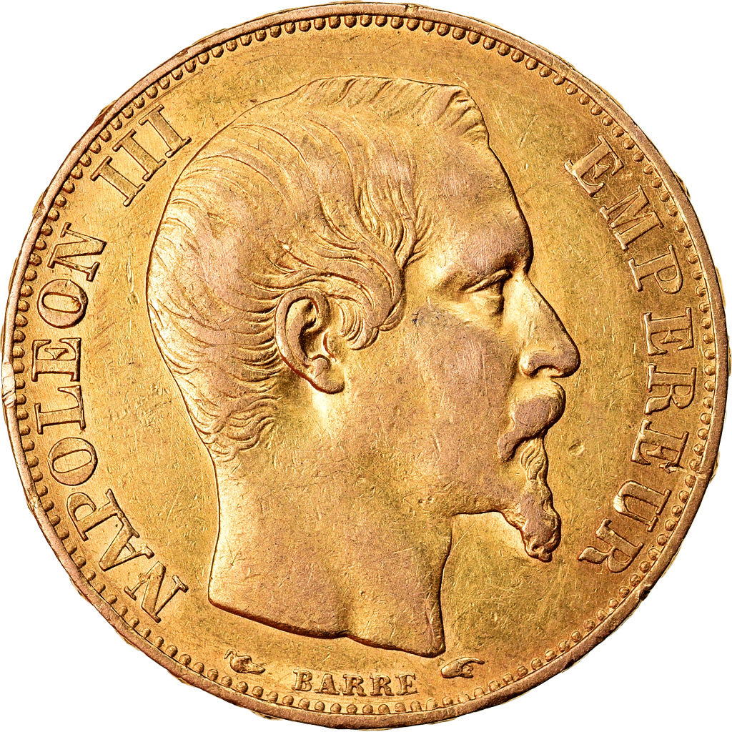 Moneta, Francja, Napoleon III, Napoléon III, 20 Francs, 1855, Paris, AU(50-53)