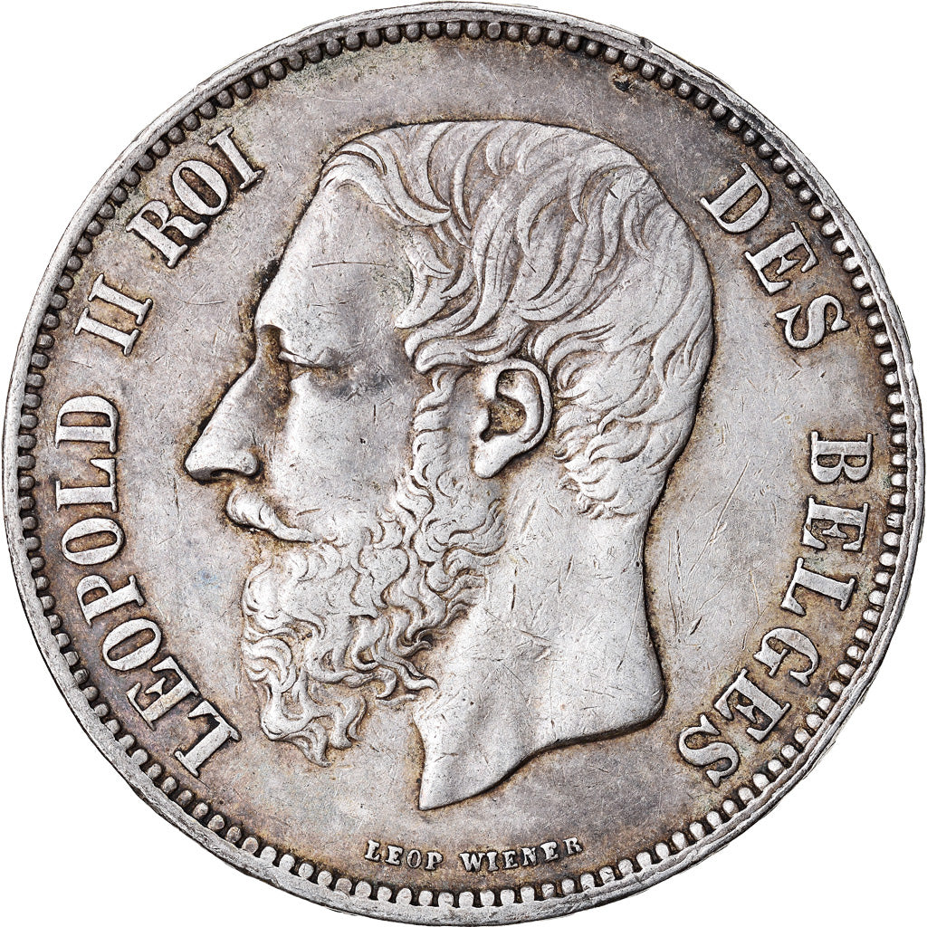 Coin, Belgium, Leopold II, 5 Francs, 5 Frank, 1868, EF(40-45), Silver, KM:24