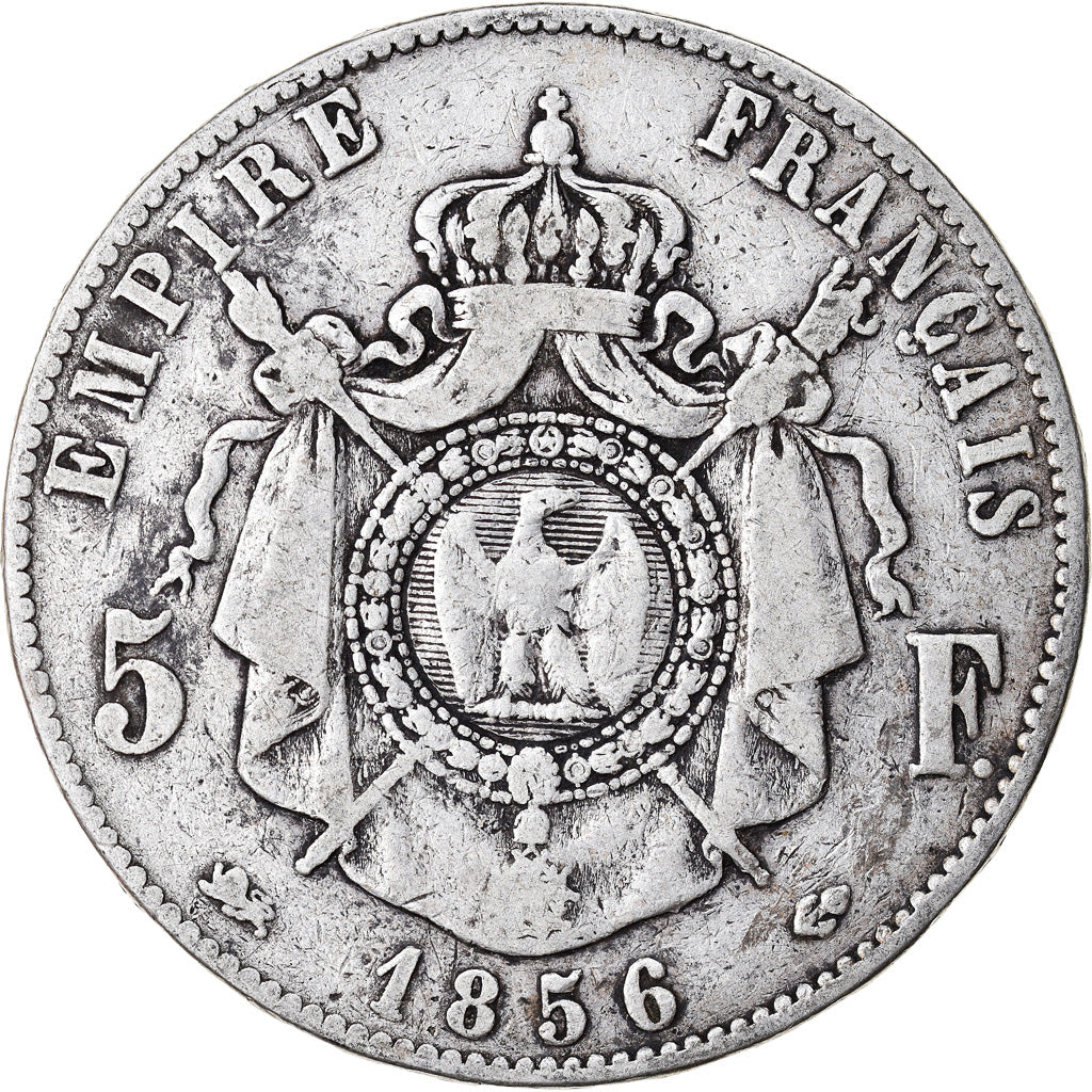 Moeda, França, Napoleon III, Napoléon III, 5 Francs, 1856, Lyon, F(12-15)