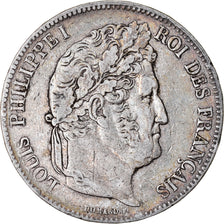 Moeda, França, Louis-Philippe, 5 Francs, 1842, Strasbourg, EF(40-45), Prata