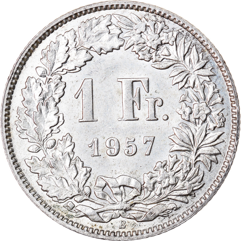 Coin, Switzerland, Franc, 1957, Bern, AU(55-58), Silver, KM:24
