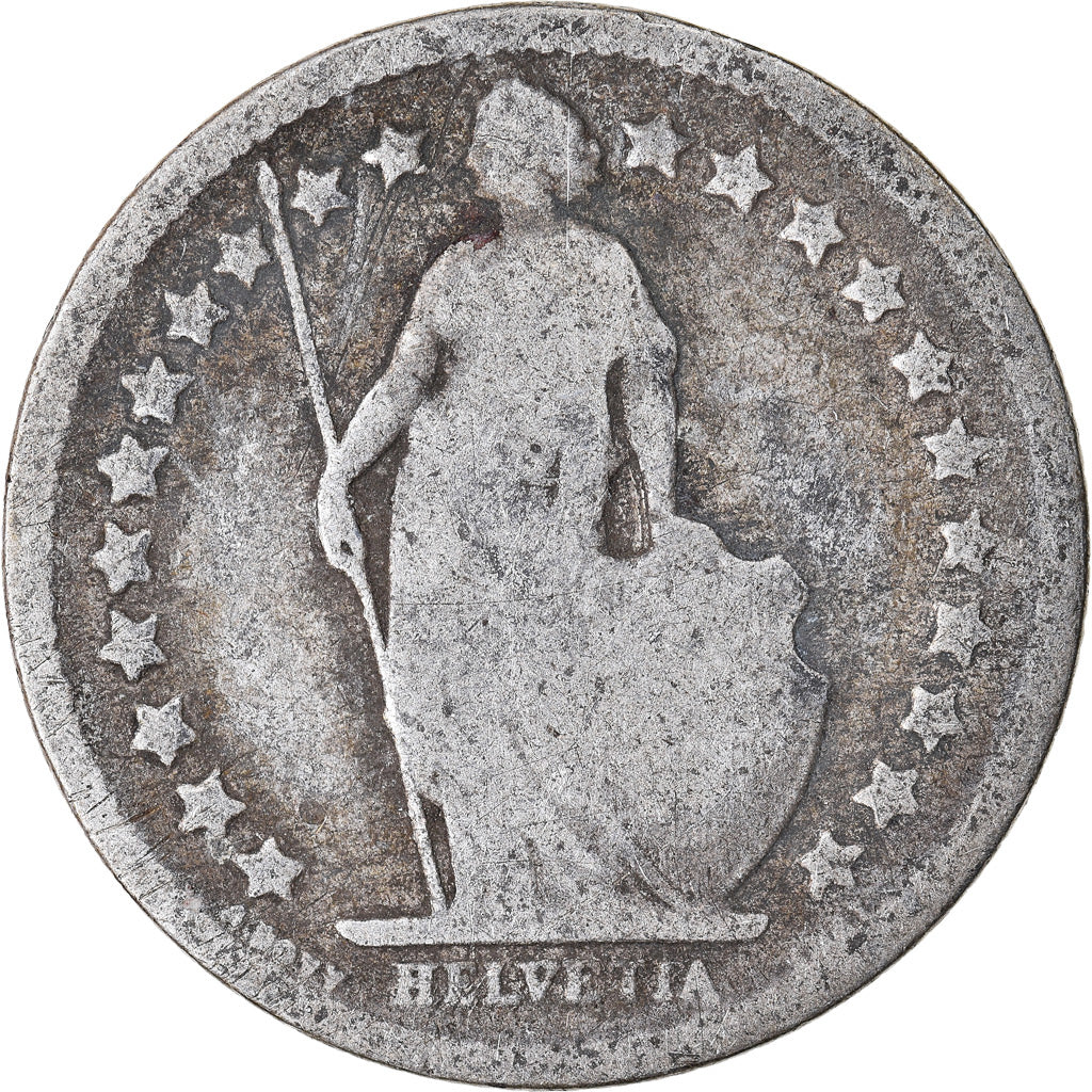 Coin, Switzerland, 1/2 Franc, 1878, Bern, VG(8-10), Silver, KM:23