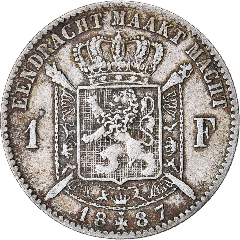 Coin, Belgium, Leopold II, Franc, 1887, VF(30-35), Silver, KM:29.1