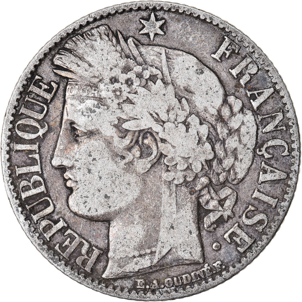 Coin, France, Cérès, Franc, 1872, Bordeaux, VF(20-25), Silver, KM:822.2