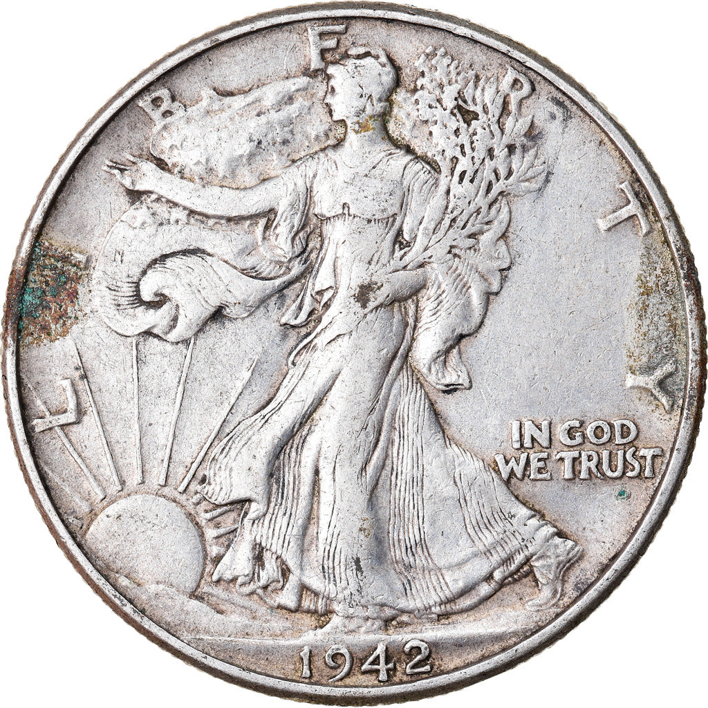 Coin, United States, Walking Liberty Half Dollar, Half Dollar, 1942, U.S. Mint