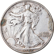 Coin, United States, Walking Liberty Half Dollar, Half Dollar, 1942, U.S. Mint
