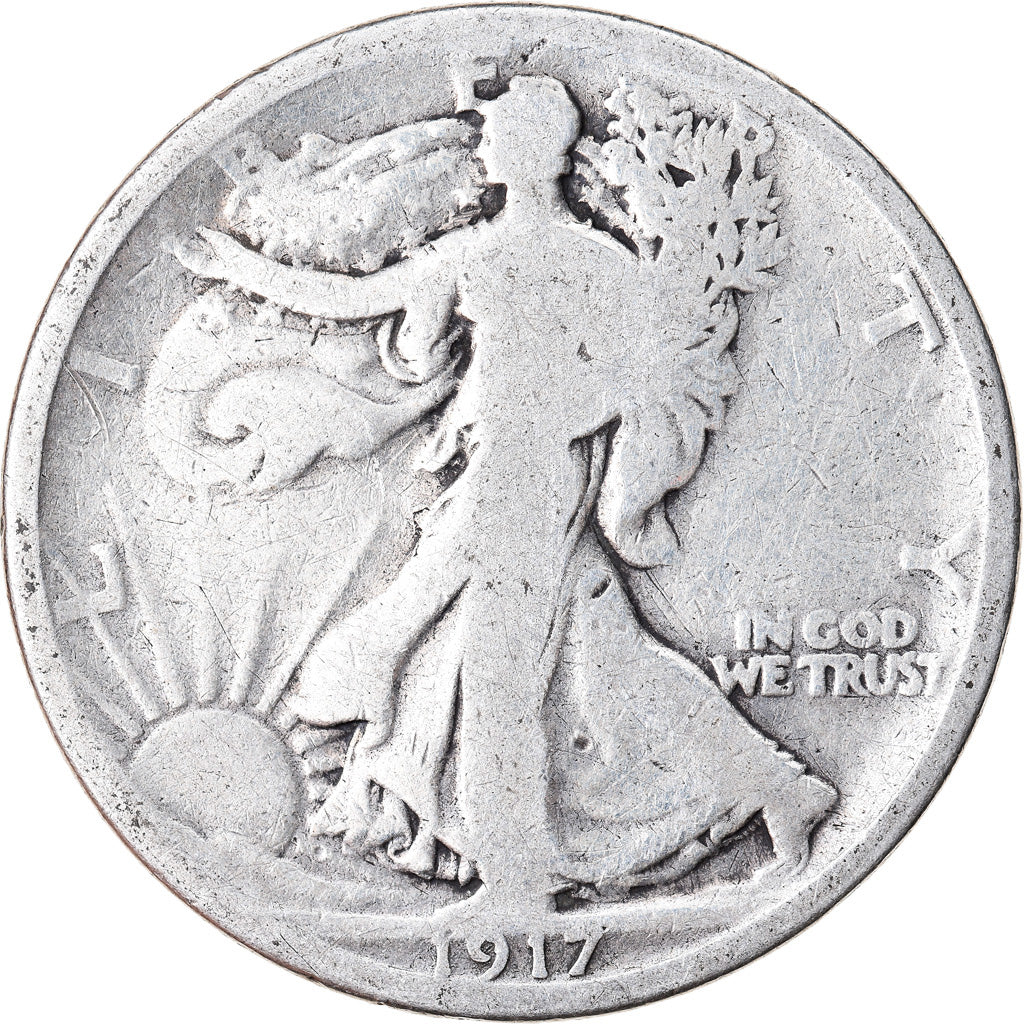 Coin, United States, Walking Liberty Half Dollar, Half Dollar, 1917, U.S. Mint