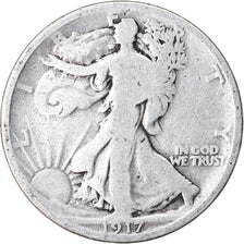 Coin, United States, Walking Liberty Half Dollar, Half Dollar, 1917, U.S. Mint