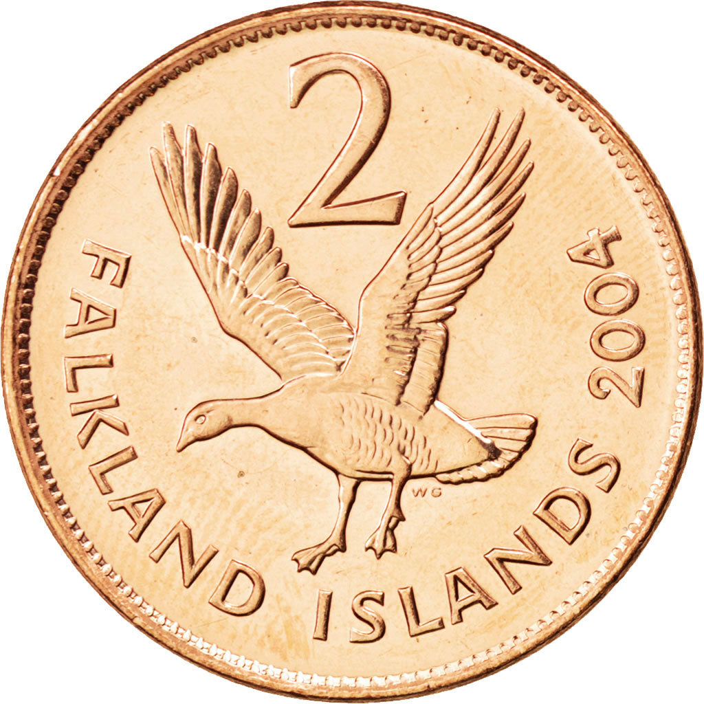FALKLAND ISLANDS, 2 Pence, 2004, KM #131, MS(63), Copper Plated Steel, 25.9,...