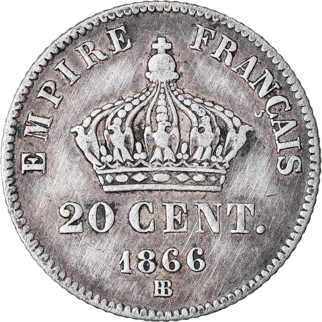 Coin, France, Napoleon III, Napoléon III, 20 Centimes, 1866, Strasbourg