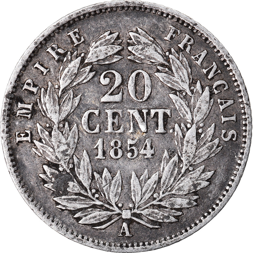 Moneda, Francia, Napoleon III, Napoléon III, 20 Centimes, 1854, Paris, BC+