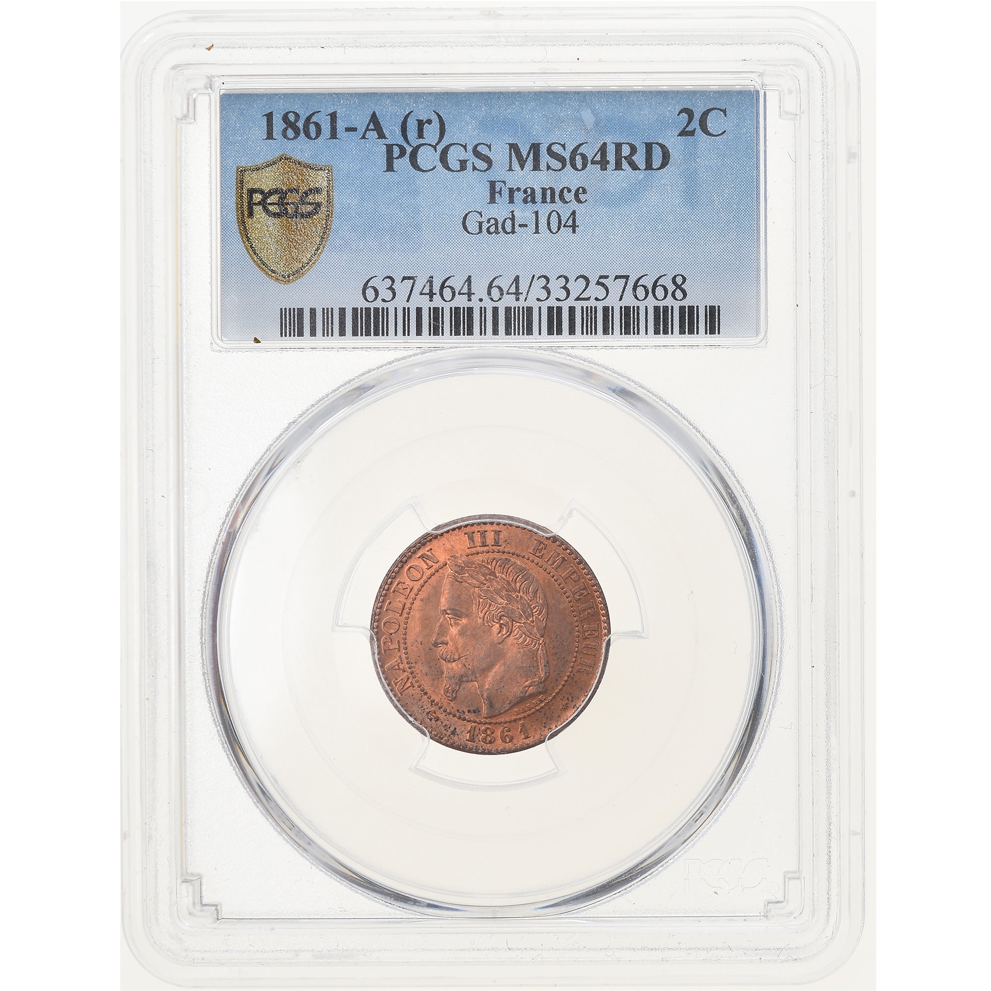 Moeda, França, Napoleon III, Napoléon III, 2 Centimes, 1861, Paris, PCGS