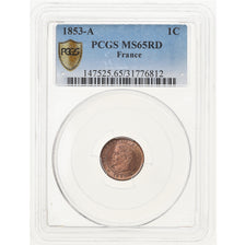 Coin, France, Napoleon III, Napoléon III, Centime, 1853, Paris, PCGS, MS65RD