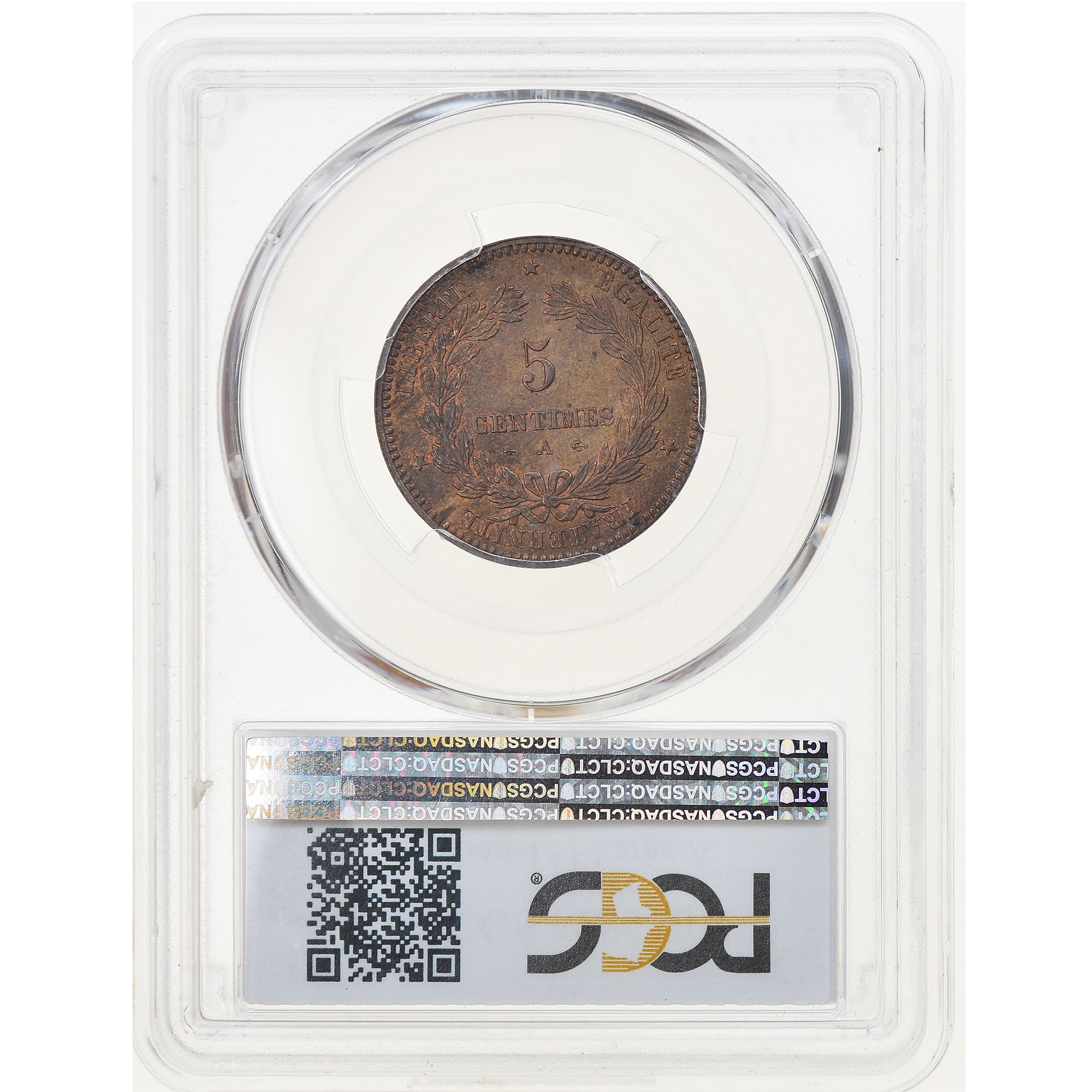 Moeda, França, Cérès, 5 Centimes, 1871, Paris, PCGS, MS63BN, MS(63), Bronze
