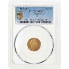 Coin, France, Napoleon III, 5 Francs, 1859, Paris, PCGS, MS62, MS(60-62), Gold